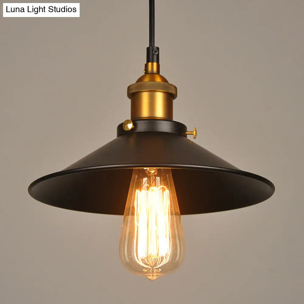 Industrial Style Black Metal Cone Pendant Lamp - Warehouse Lighting