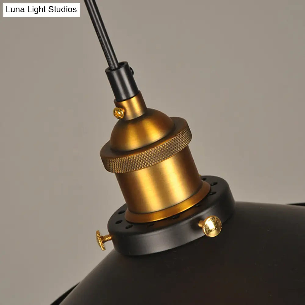 Industrial Style Metal Cone Pendant Lamp In Black