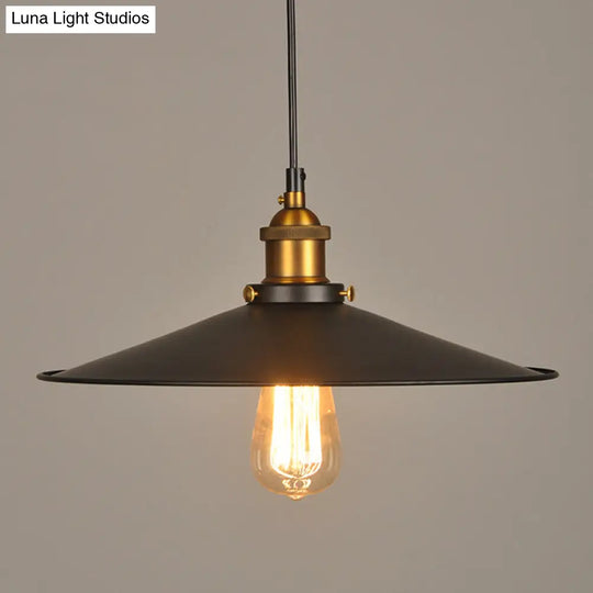 Industrial Style Black Metal Cone Pendant Lamp - Warehouse Lighting / 12