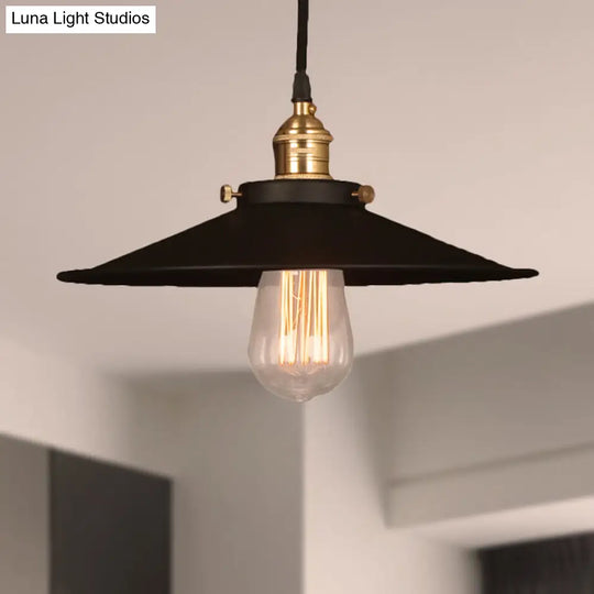 Industrial Style Metal Conic Ceiling Pendant - 1-Light Brass/Weathered Brass Dining Table Fixture