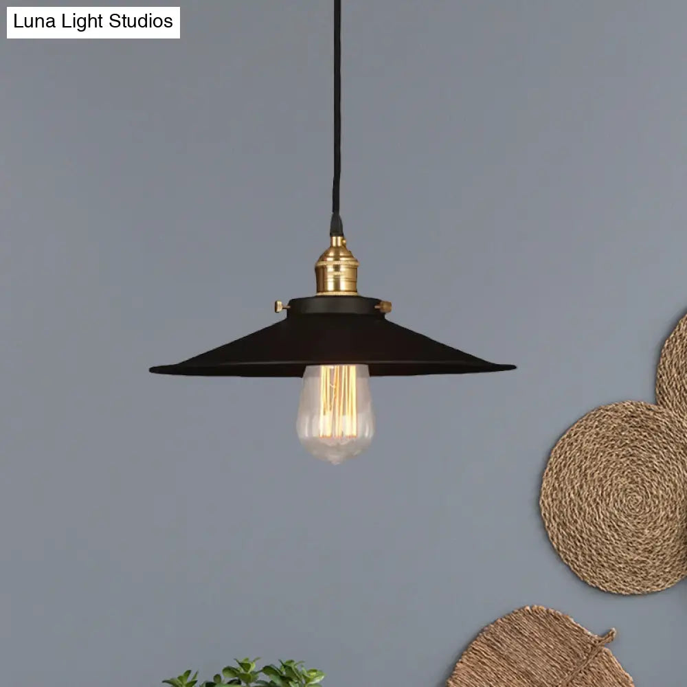 Industrial Style Metal Conic Ceiling Pendant With 1 Light In Brass/Weathered Brass