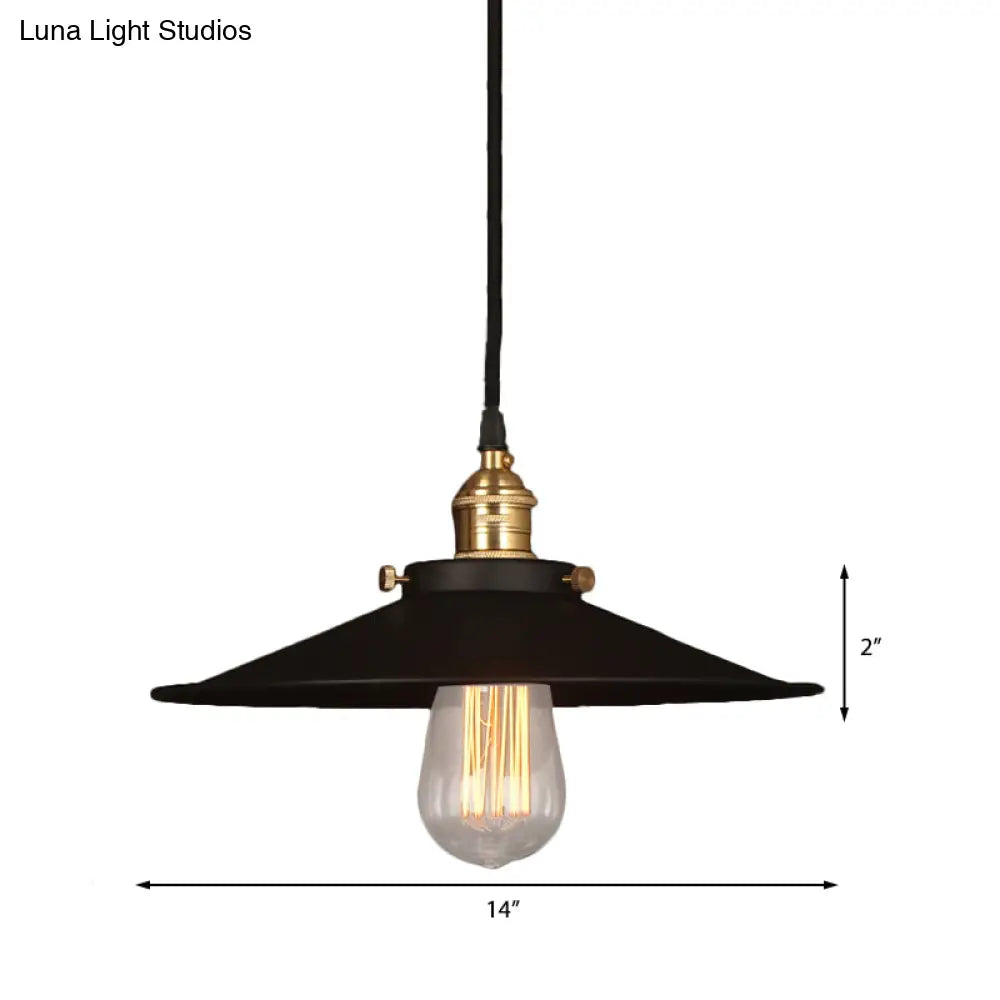 Industrial Style Metal Conic Ceiling Pendant With 1 Light In Brass/Weathered Brass