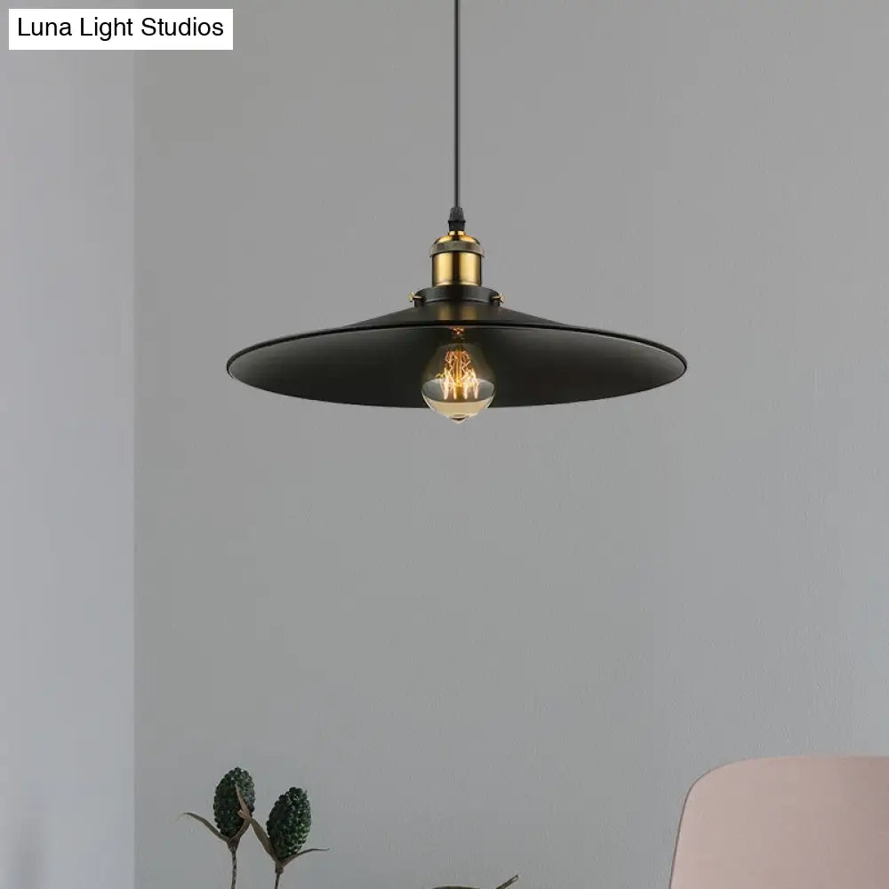 Industrial Style Metal Conic Ceiling Pendant With 1 Light In Brass/Weathered Brass