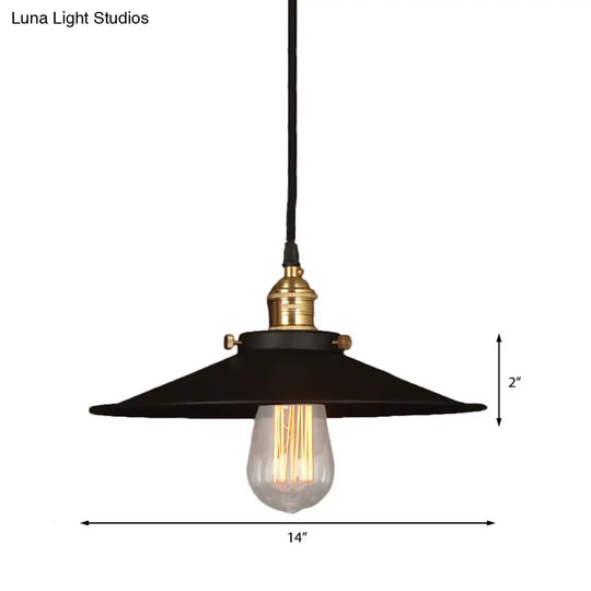Industrial Style Metal Conic Ceiling Pendant - 1-Light Brass/Weathered Brass Dining Table Fixture