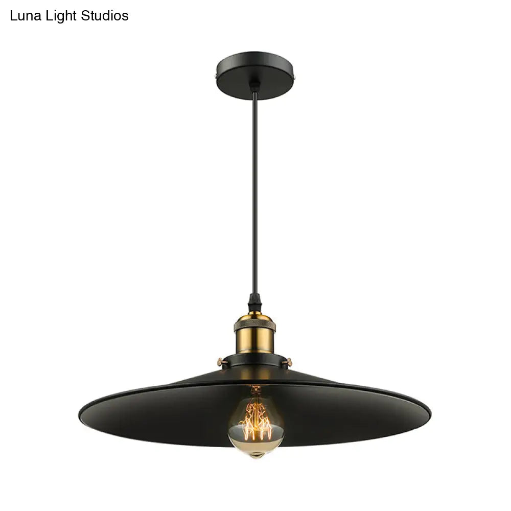 Industrial Style Metal Conic Ceiling Pendant With 1 Light In Brass/Weathered Brass