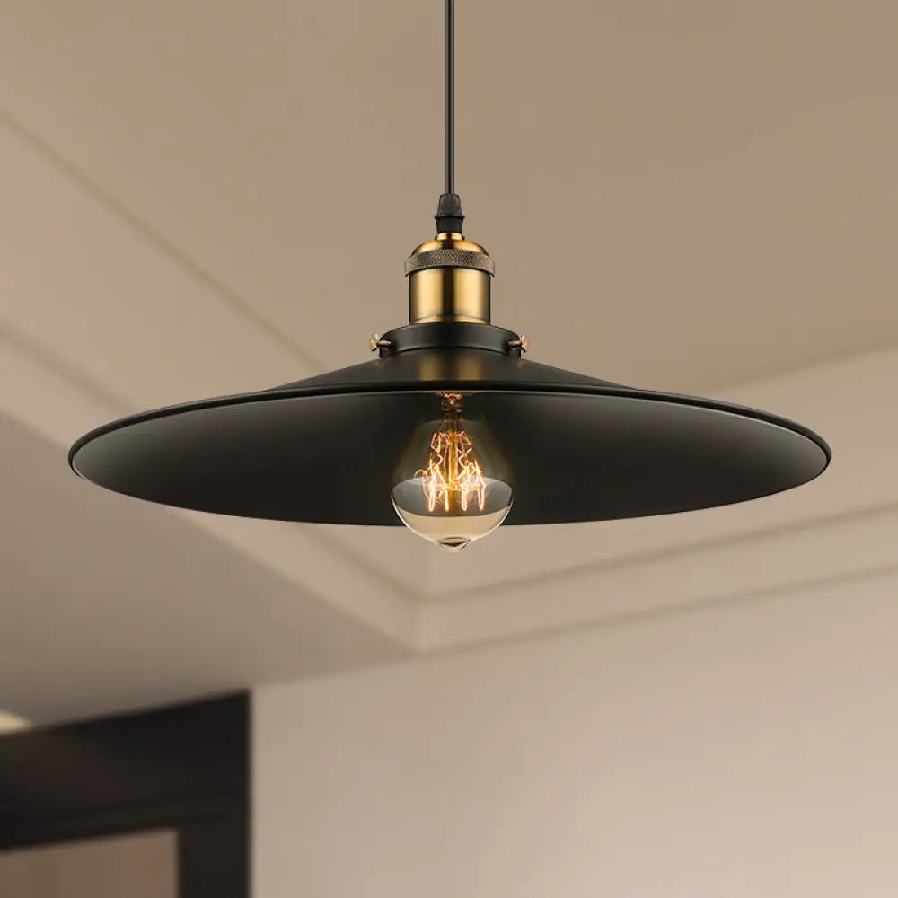 Industrial Style Metal Conic Ceiling Pendant With 1 Light In Brass/Weathered Brass Antique