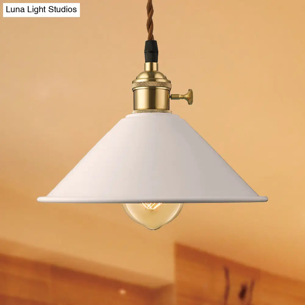 Industrial Style Conic Shade Ceiling Light With Gray/White/Pink Pendant Design