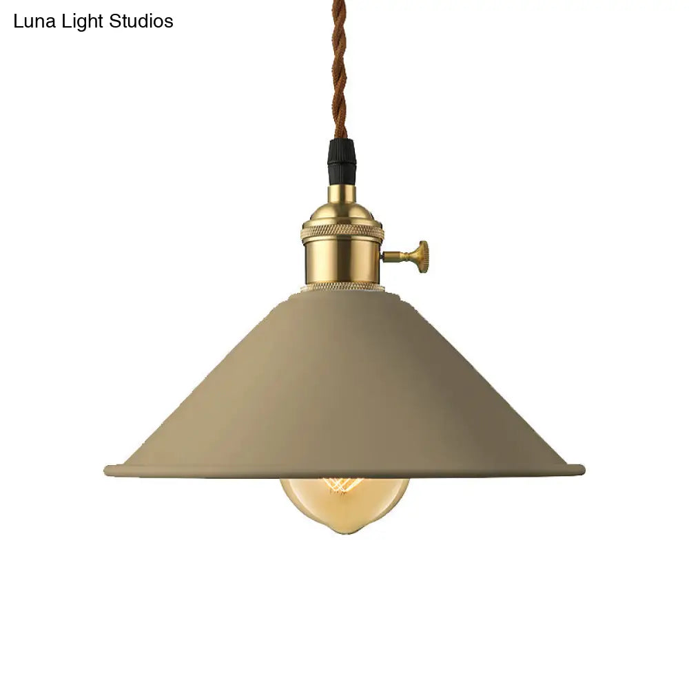 Industrial Style Conic Shade Ceiling Light With Gray/White/Pink Pendant Design