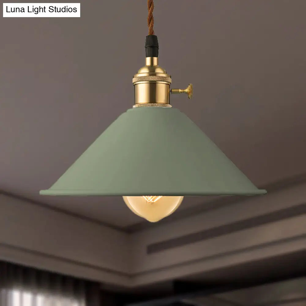 Industrial Style Metal Conic Shade Dining Room Ceiling Light Fixture - 1 Gray/White/Pink Pendant