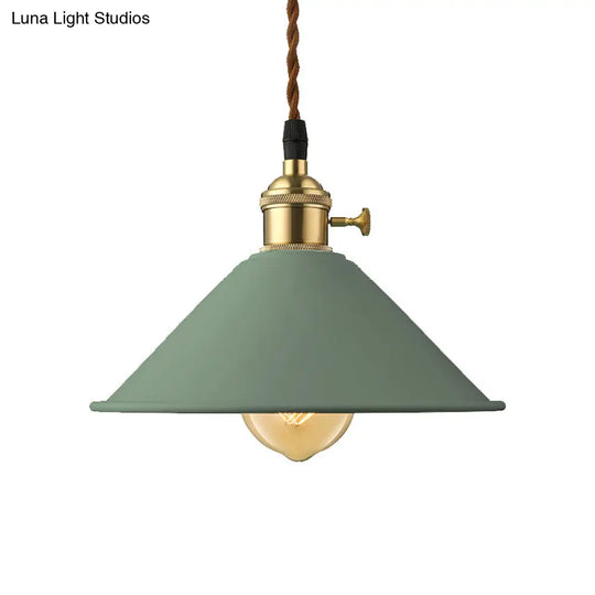 Industrial Style Conic Shade Ceiling Light With Gray/White/Pink Pendant Design