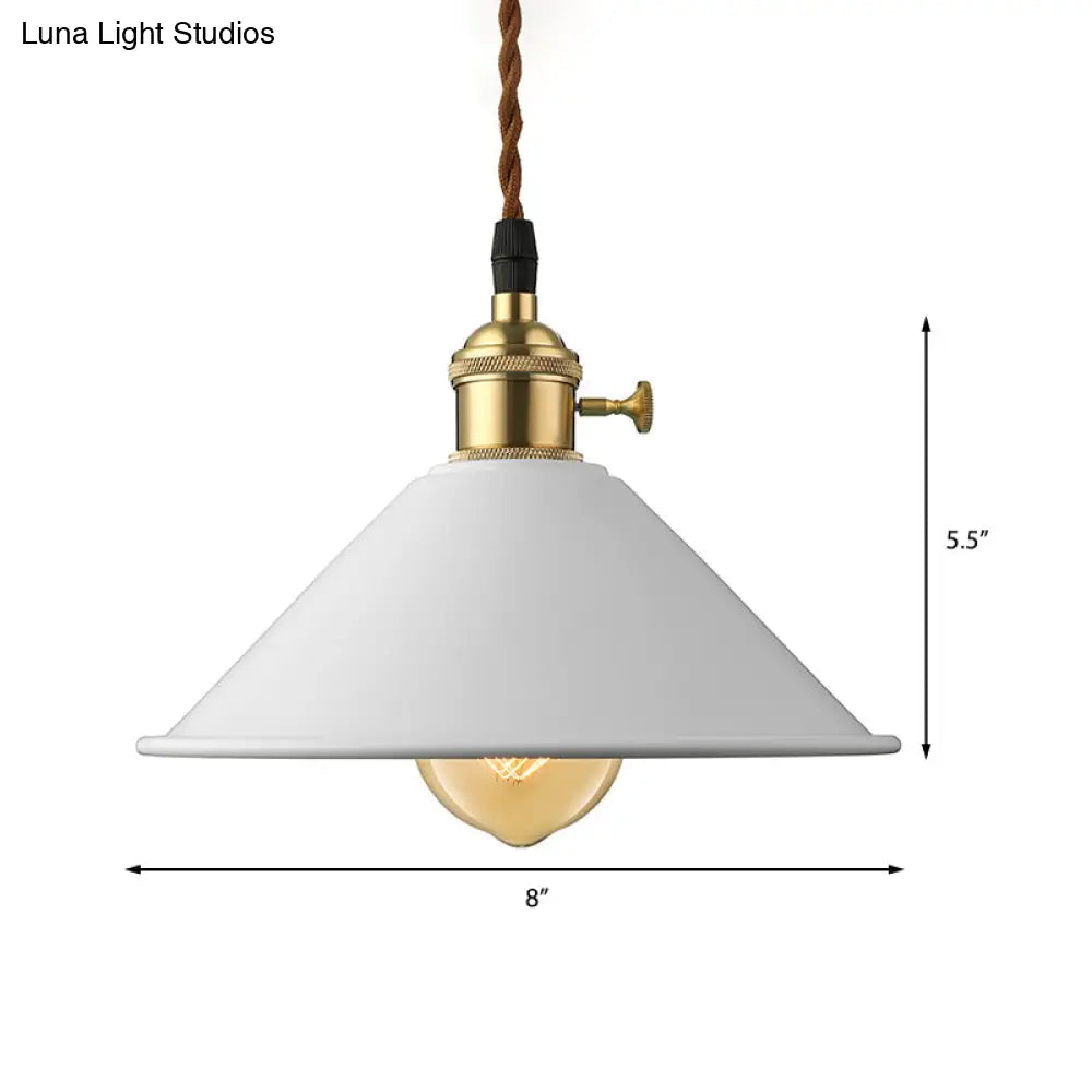 Industrial Style Conic Shade Ceiling Light With Gray/White/Pink Pendant Design