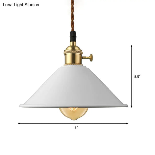 Industrial Style Conic Shade Ceiling Light With Gray/White/Pink Pendant Design