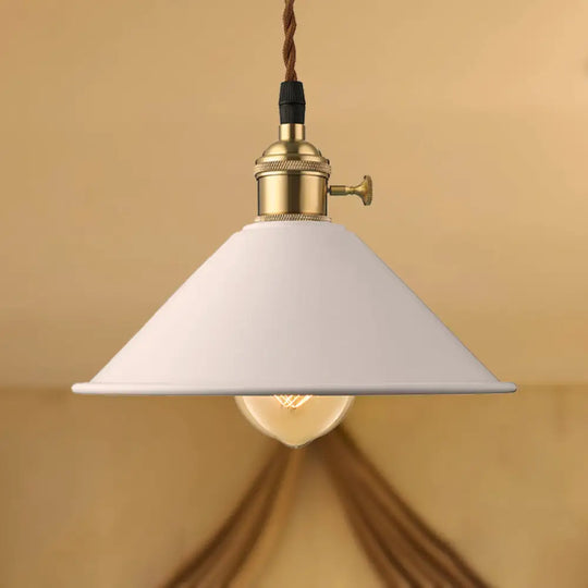 Industrial Style Metal Conic Shade Dining Room Ceiling Light Fixture - 1 Gray/White/Pink Pendant