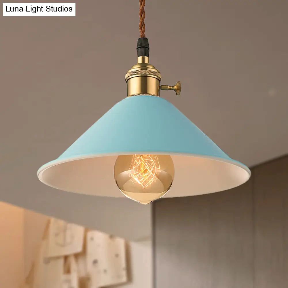 Industrial Style Conic Shade Ceiling Light With Gray/White/Pink Pendant Design