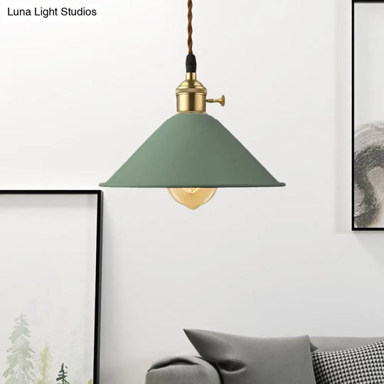 Industrial Style Metal Conic Shade Dining Room Ceiling Light Fixture - 1 Gray/White/Pink Pendant