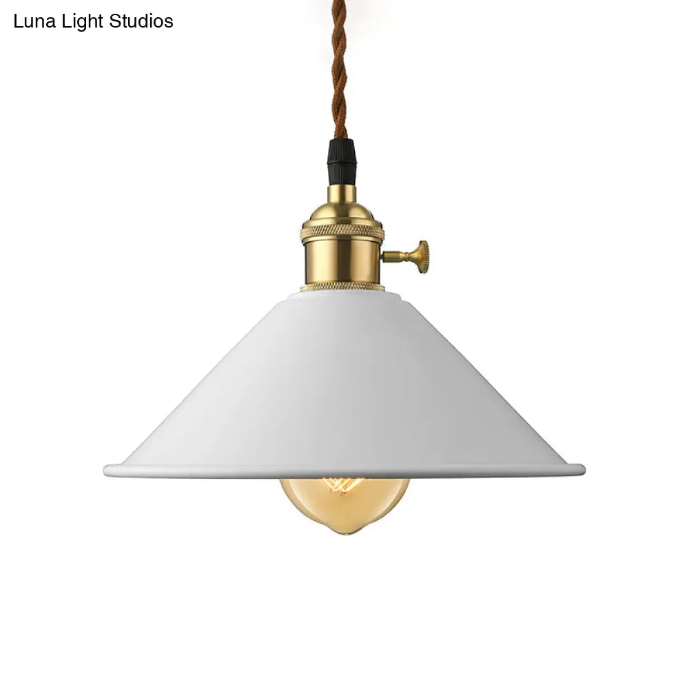 Industrial Style Conic Shade Ceiling Light With Gray/White/Pink Pendant Design