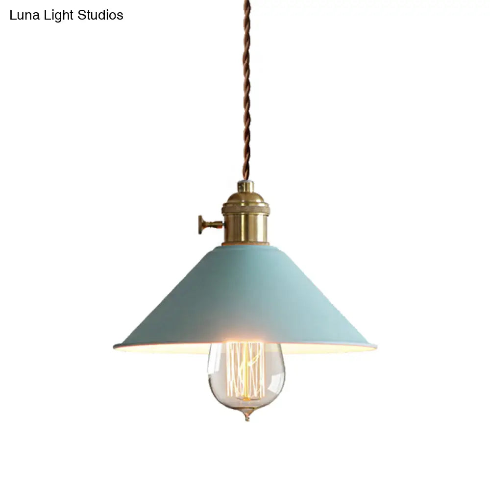 Industrial Style Conic Shade Ceiling Light With Gray/White/Pink Pendant Design