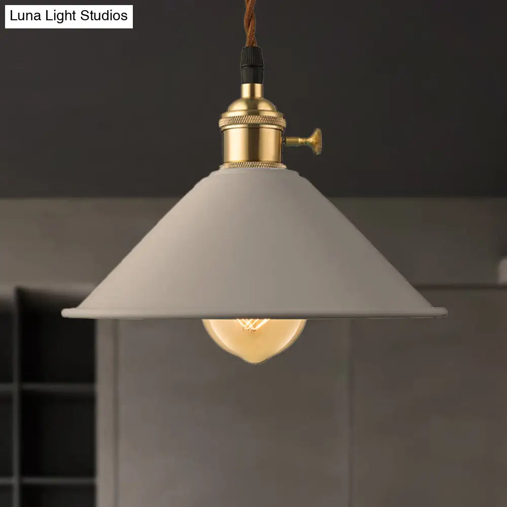 Industrial Style Conic Shade Ceiling Light With Gray/White/Pink Pendant Design Grey