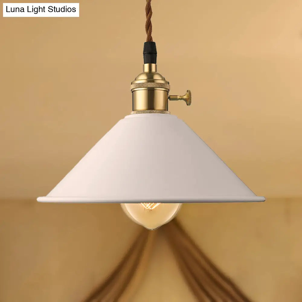 Industrial Style Conic Shade Ceiling Light With Gray/White/Pink Pendant Design White