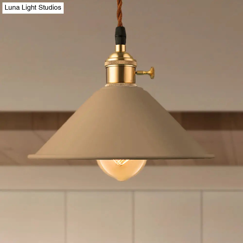 Industrial Style Conic Shade Ceiling Light With Gray/White/Pink Pendant Design