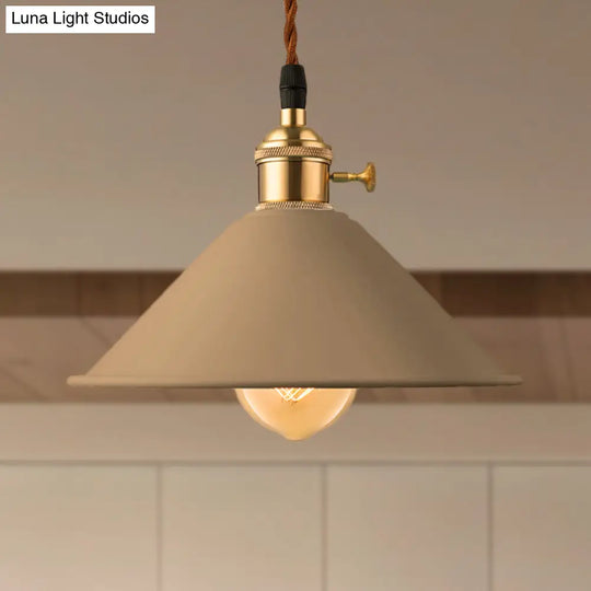 Industrial Style Conic Shade Ceiling Light With Gray/White/Pink Pendant Design