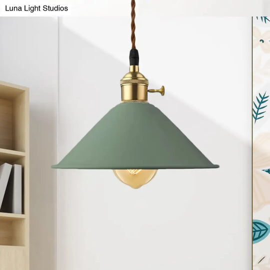 Industrial Style Conic Shade Ceiling Light With Gray/White/Pink Pendant Design