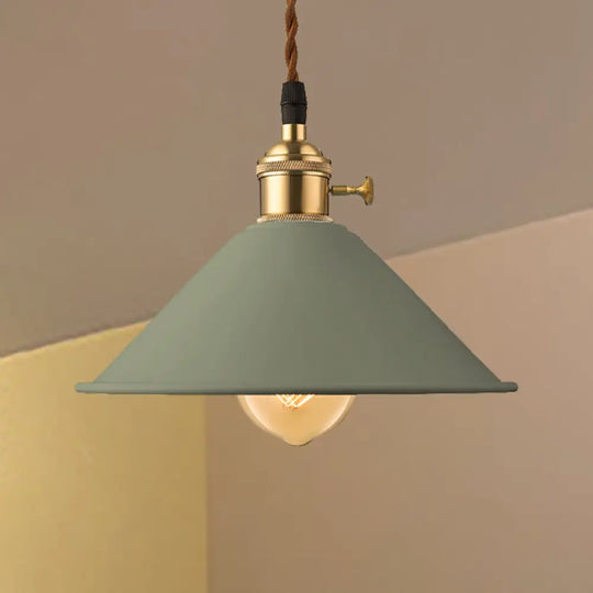 Industrial Style Metal Conic Shade Dining Room Ceiling Light Fixture - 1 Gray/White/Pink Pendant