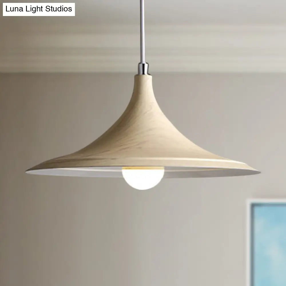 Industrial Flared Shade Metal Pendant Light - White Coffee Shop Hanging Ceiling