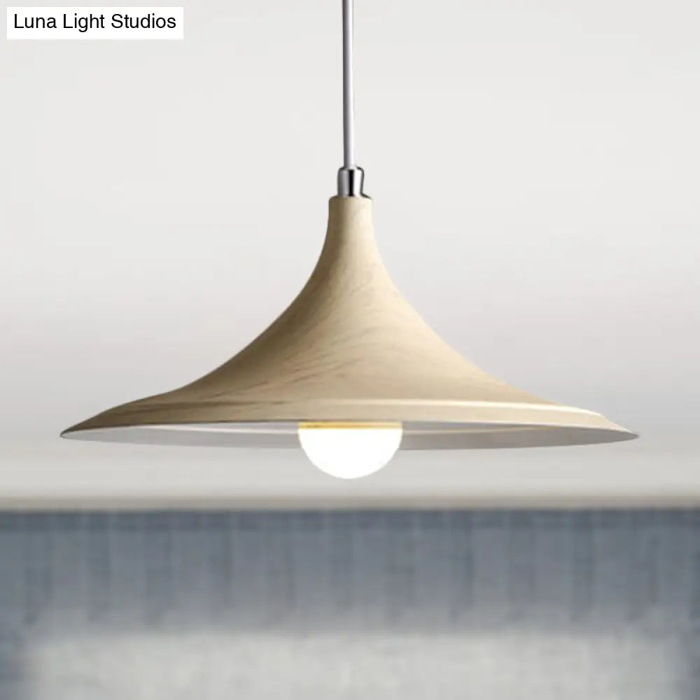 Industrial Flared Shade Metal Pendant Light - White Coffee Shop Hanging Ceiling