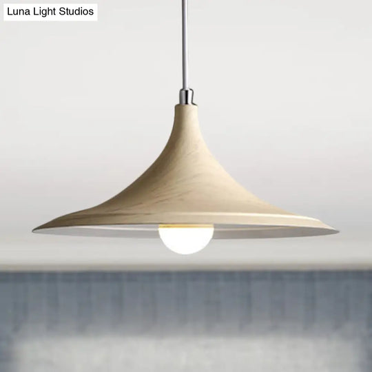 Industrial Flared Shade Metal Pendant Light - White Coffee Shop Hanging Ceiling