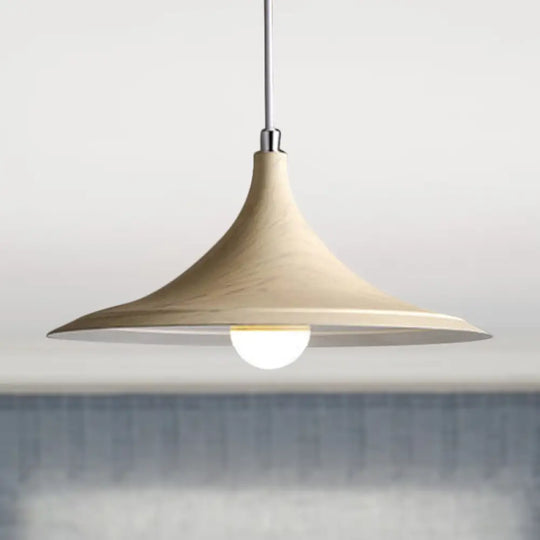 Industrial Style Metal Pendant Light - Flared Shade 1 White Perfect For Coffee Shops