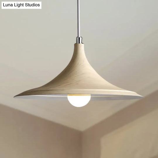 Industrial Style Metal Pendant Light - Flared Shade 1 White Perfect For Coffee Shops