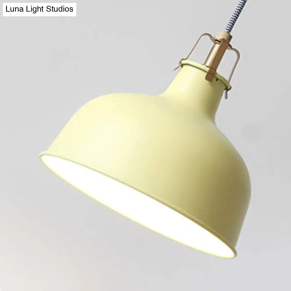 Industrial Style Metal Pendant Light With Adjustable Cord - 1-Light 8.5’/13’ Width Domed