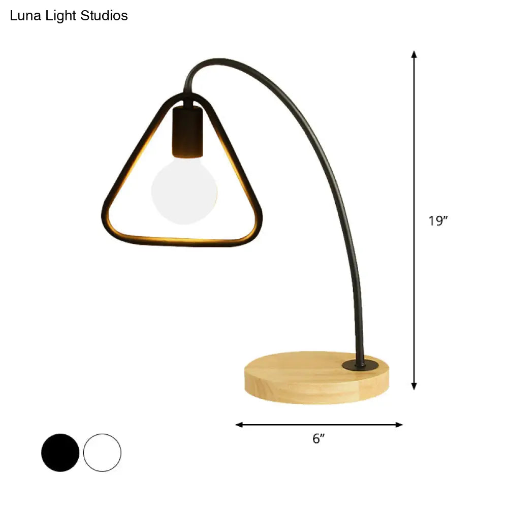 Industrial Style Metal Table Light With Triangle Frame Shade - Bedroom Lighting Solution