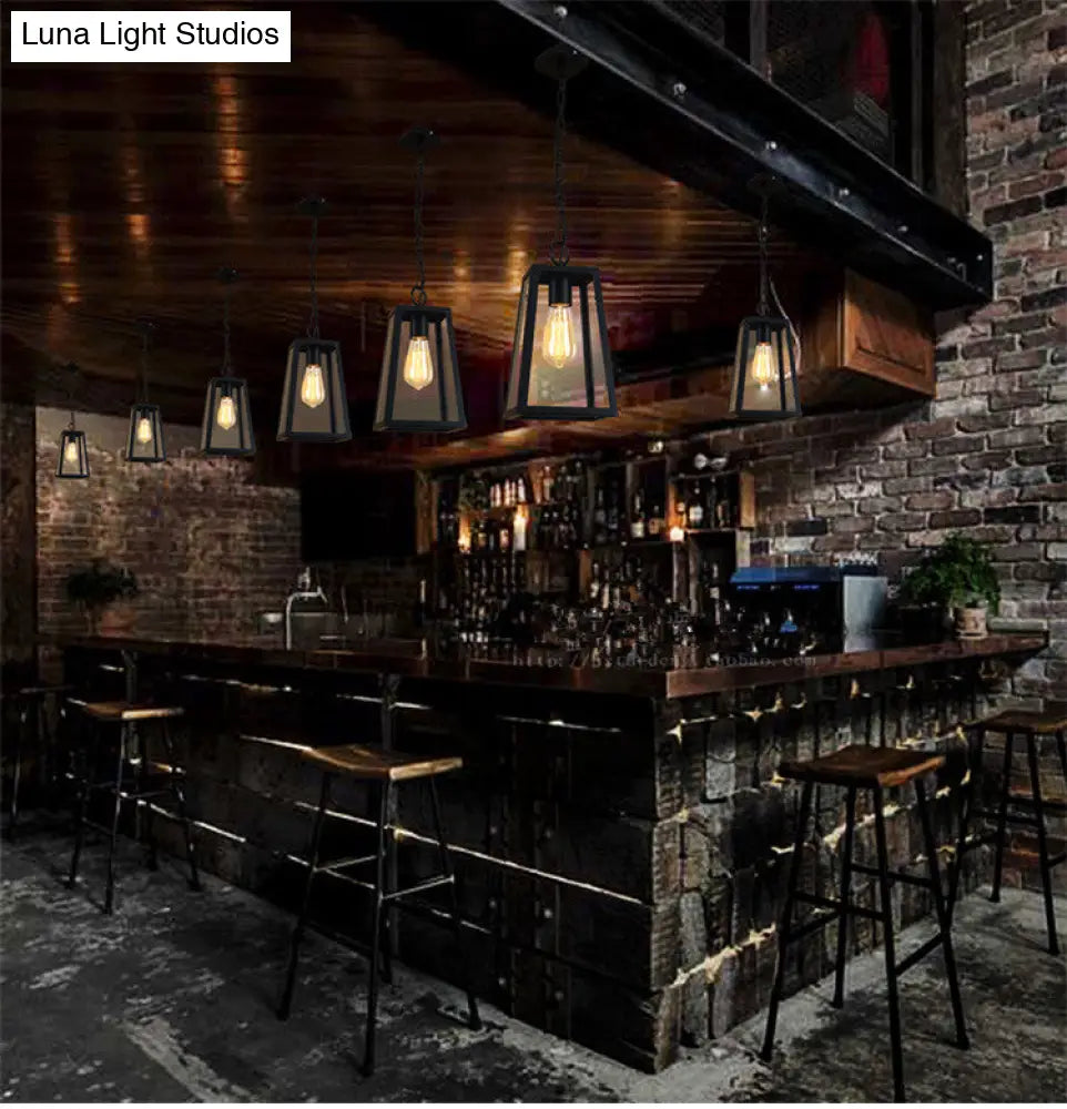 Industrial Style Metal Trapezoid Ceiling Pendant - Creative Lighting For Restaurants