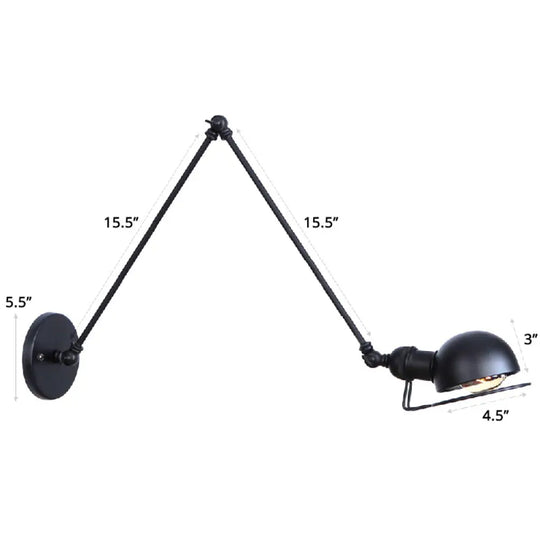 Industrial Style Metal Wall Lamp - Swing Arm Mounted Reading Light Black / 16+16