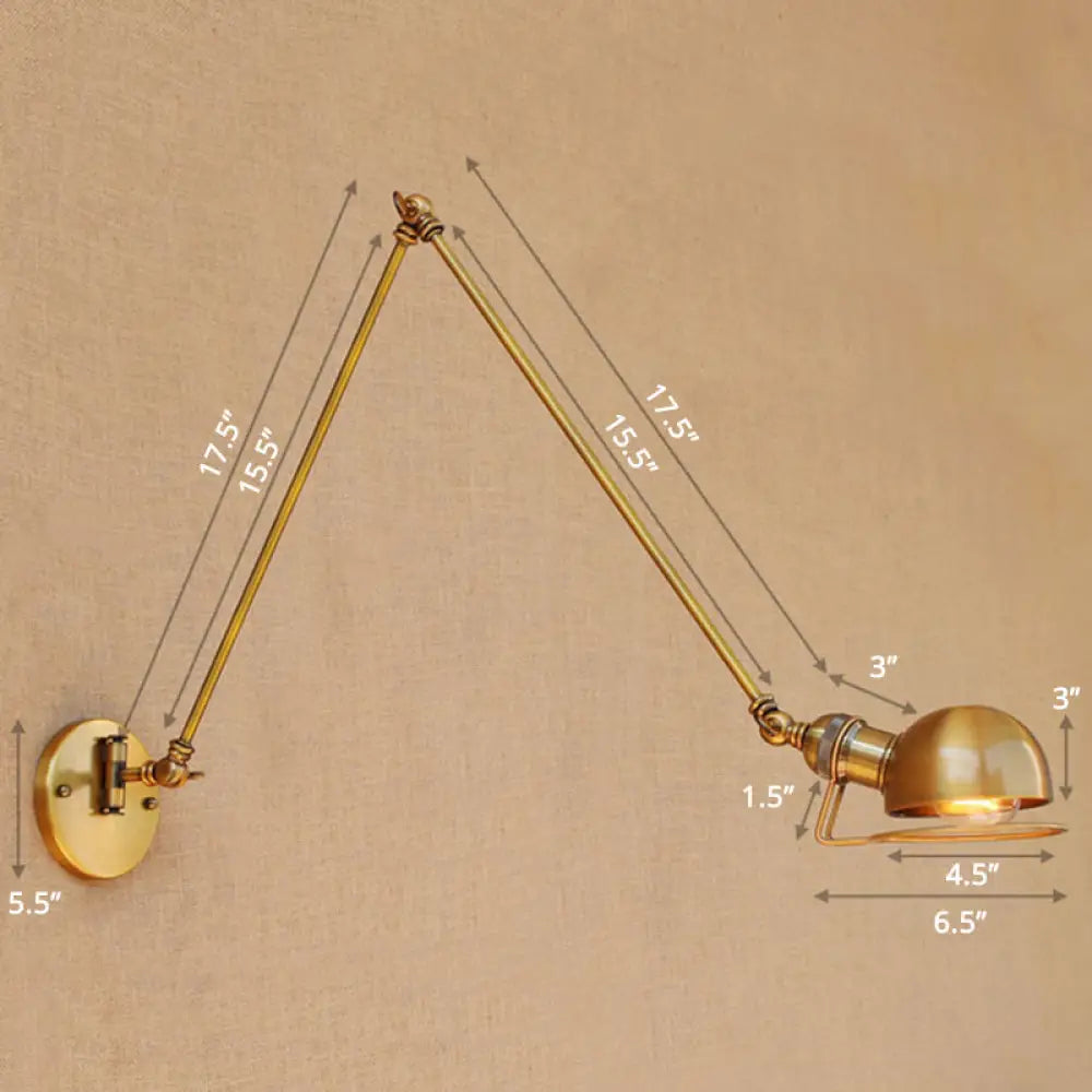 Industrial Style Metal Wall Lamp - Swing Arm Mounted Reading Light Brass / 16+16