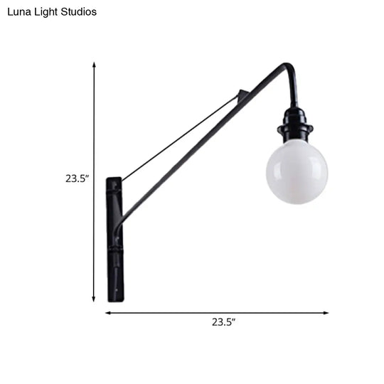 Industrial Style Metal Wall Sconce Light Fixture With Bare Bulb - Perfect For Study Rooms Black