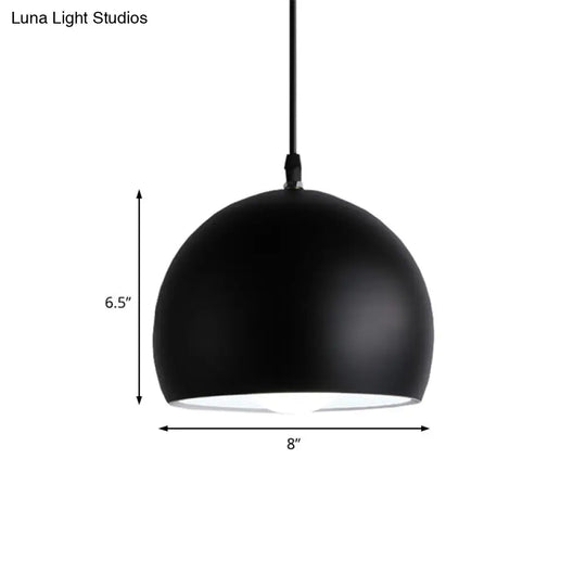Industrial Style Metallic Globe Pendant Light With Black Shade - 1 Head Kitchen Lamp 8/10/14 Width