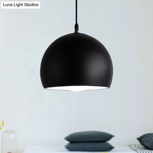 Industrial Style Metallic 1 Head Hanging Pendant Lamp - Black Globe Shade 8’/10’/14’ Width