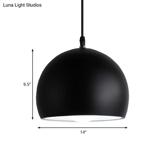 Industrial Style Metallic 1 Head Hanging Pendant Lamp - Black Globe Shade 8’/10’/14’ Width