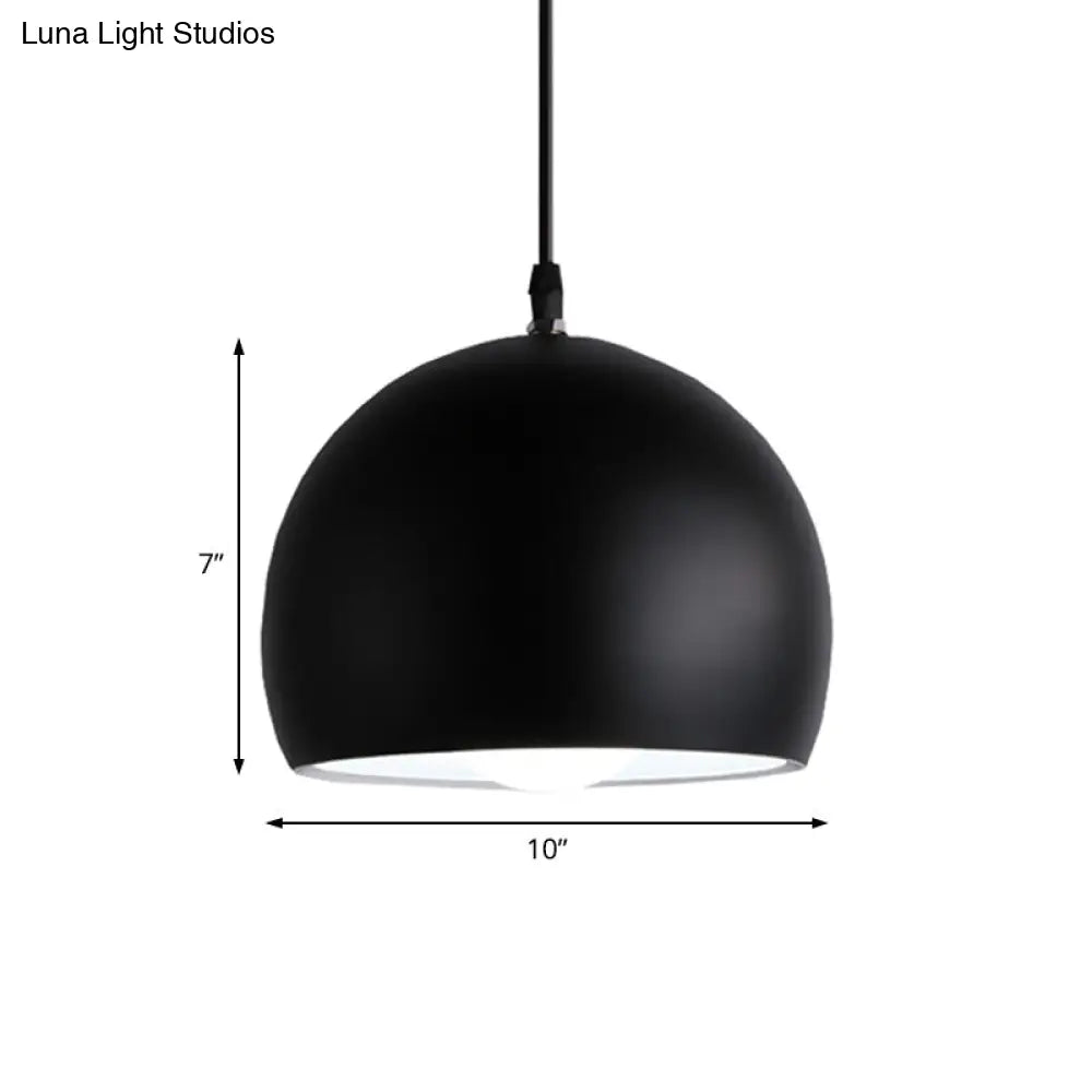 Industrial Style Metallic 1 Head Hanging Pendant Lamp - Black Globe Shade 8’/10’/14’ Width