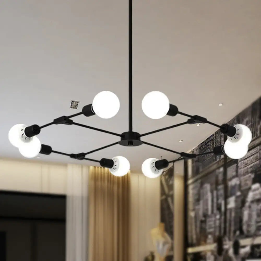 Industrial Style Metallic Black/Gold Chandelier Ceiling Light Fixture - 6/8 Lights For Bedroom 8 /