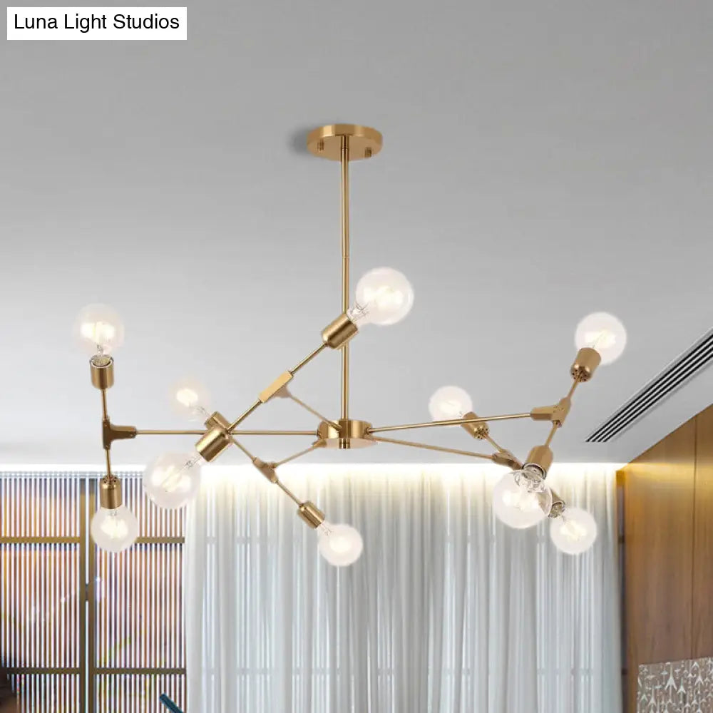 Industrial Style Metallic Black/Gold Chandelier Ceiling Light Fixture - 6/8 Lights For Bedroom