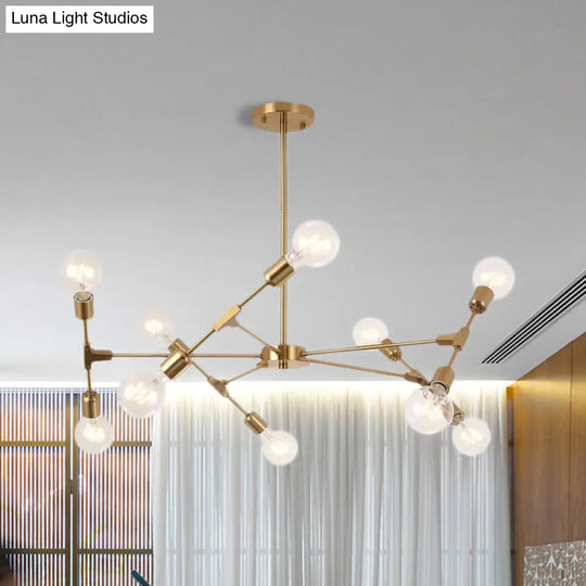 Industrial Style Metallic Black/Gold Chandelier Ceiling Light Fixture - 6/8 Lights For Bedroom