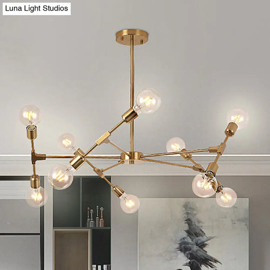 Metallic Black/Gold Chandelier: Modern 6/8 Light Industrial Ceiling Fixture For Bedroom