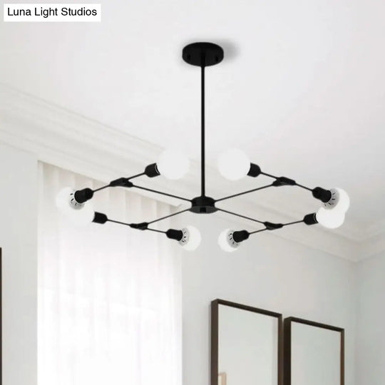 Industrial Style Metallic Black/Gold Chandelier Ceiling Light Fixture - 6/8 Lights For Bedroom