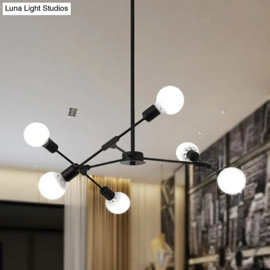 Metallic Black/Gold Chandelier: Modern 6/8 Light Industrial Ceiling Fixture For Bedroom 6 / Black