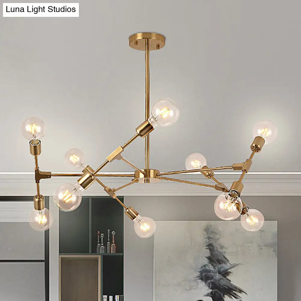 Industrial Style Metallic Black/Gold Chandelier Ceiling Light Fixture - 6/8 Lights For Bedroom