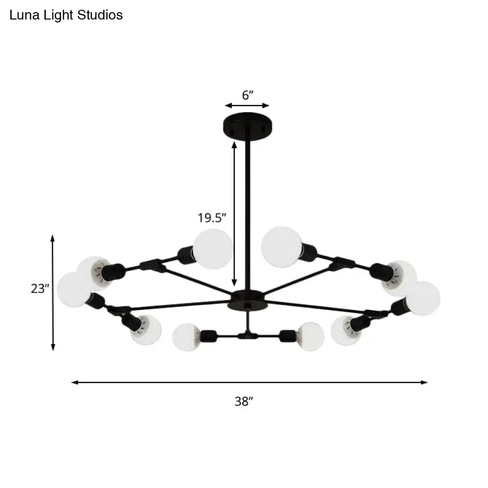 Metallic Black/Gold Chandelier: Modern 6/8 Light Industrial Ceiling Fixture For Bedroom